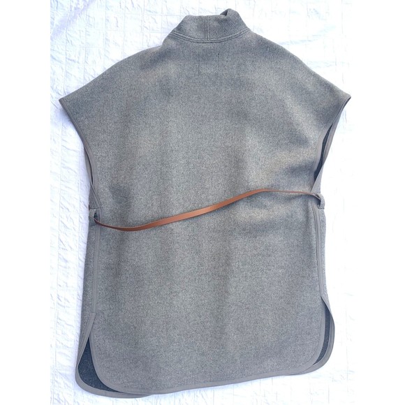 Trouve Womens XS/S Light Gray Belted Vest Mid-length Wool Blend - Picture 2 of 10